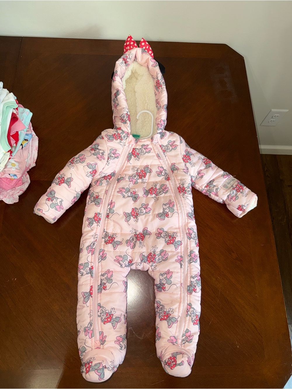 Disney Pink Minnie Mouse Hooded Footed Snowsuit